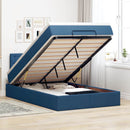 ottoman seng med madras & LEDs 120x190cm stof blå