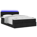 ottoman seng med madras & LEDs 140x190 cm stof Sort