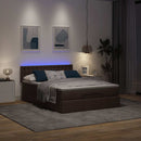 Ottoman seng med madras & LEDs Mørkebrun 140x190 cm Stof