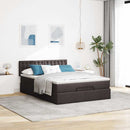 Ottoman seng med madras & LEDs Mørkebrun 140x190 cm Stof
