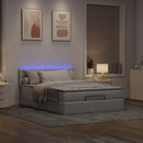 Ottoman seng med madras & LEDs Taupe 140x190 cm Stof