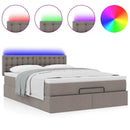 Ottoman seng med madras & LEDs Taupe 140x190 cm Stof