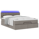 Ottoman seng med madras & LEDs Taupe 140x190 cm Stof