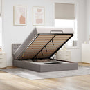 Ottoman seng med madras & LEDs Taupe 140x200 cm Stof