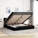 ottoman seng med madras & LEDs 180x200cm stof sort