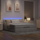 ottoman seng med madras & LEDs 180x200cm stof gråbrun