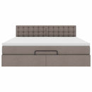 ottoman seng med madras & LEDs 180x200cm stof gråbrun