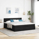 osmannisk sengeramme med madrasser 200x200 cm stof sort