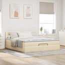 osmannisk sengeramme med madrasser 200x200 cm stof cremefarvet