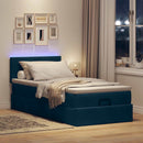 ottoman seng med madras & LEDs 80x200 cm fløjl mørkeblå