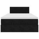 ottoman seng med madras & LEDs 120x190cm fløjl sort