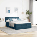 osmannisk sengeramme med madras 140x200 cm fløjl mørkeblå
