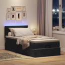ottoman seng med madras & LEDs 80x200 cm fløjl sort