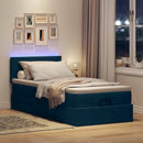 ottoman seng med madras & LEDs 80x200 cm fløjl mørkeblå