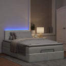 ottoman seng med madras & LEDs 120x190cm fløjl lysegrå