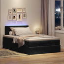ottoman seng med madras & LEDs 120x190cm fløjl sort