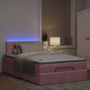 ottoman seng med madras & LEDs 120x190cm fløjl lyserød