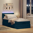 ottoman seng med madras & LEDs 80x200 cm fløjl mørkeblå