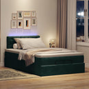 ottoman seng med madras & LEDs 120x190cm fløjl mørkegrøn