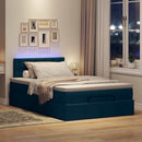 ottoman seng med madras & LEDs 120x190cm fløjl blå