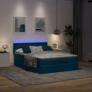 osmannisk sengeramme med madras 140x190 cm fløjl mørkeblå