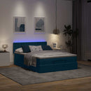 osmannisk sengeramme med madras 140x200 cm fløjl mørkeblå