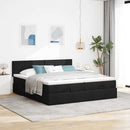 osmannisk sengeramme med madrasser 200x200 cm stof sort