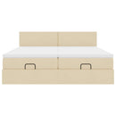 osmannisk sengeramme med madrasser 200x200 cm stof cremefarvet