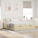 osmannisk sengeramme med madrasser 180x200 cm stof cremefarvet