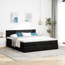 osmannisk sengeramme med madrasser 200x200 cm stof sort