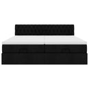 osmannisk sengeramme med madrasser 200x200 cm stof sort
