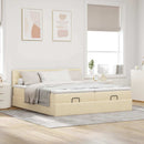 osmannisk sengeramme med madrasser 180x200 cm stof cremefarvet