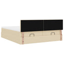 osmannisk sengeramme med madrasser 200x200 cm stof cremefarvet