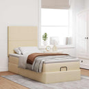osmannisk sengeramme med madras 90x190 cm stof cremefarvet