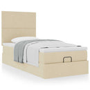 ottoman seng med madras 90x200 cm stof cremefarvet