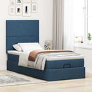 ottoman seng med madras 90x200 cm stof blå