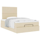 osmannisk sengeramme med madras 120x190 cm stof cremefarvet