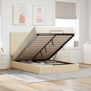 osmannisk sengeramme med madras 140x190 cm stof cremefarvet