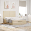 osmannisk sengeramme med madras 140x200 cm stof cremefarvet