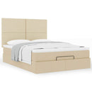 osmannisk sengeramme med madras 140x200 cm stof cremefarvet