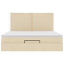osmannisk sengeramme med madras 160x200 cm stof cremefarvet