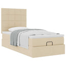 osmannisk sengeramme med madras 80x200 cm stof cremefarvet