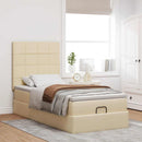 osmannisk sengeramme med madras 90x190 cm stof cremefarvet