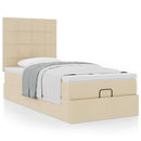 ottoman seng med madras 90x200 cm stof cremefarvet