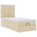 ottoman seng med madras 90x200 cm stof cremefarvet