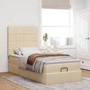 ottoman seng med madras 100x200 cm stof cremefarvet