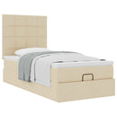 ottoman seng med madras 100x200 cm stof cremefarvet