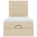 ottoman seng med madras 100x200 cm stof cremefarvet