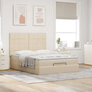 osmannisk sengeramme med madras 140x190 cm stof cremefarvet