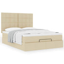 osmannisk sengeramme med madras 140x190 cm stof cremefarvet